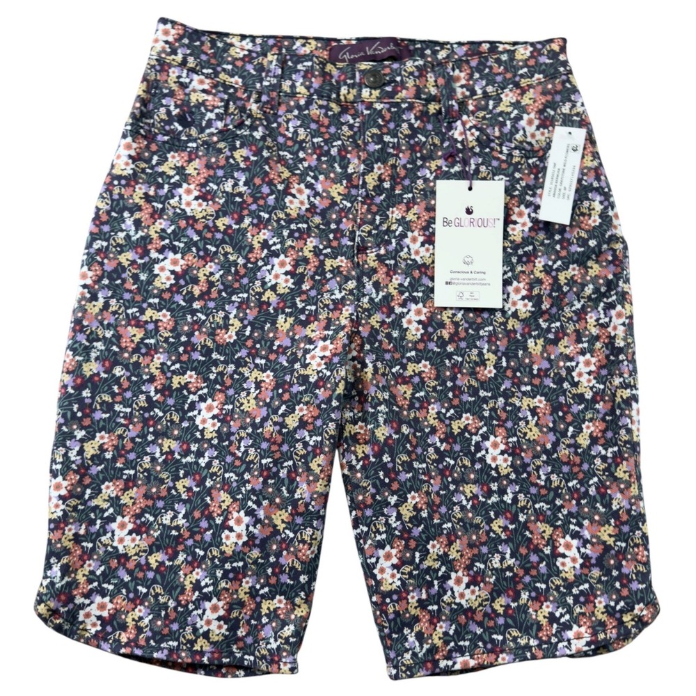 Gloria‎ Vanderbilt Amanda Bermuda Shorts 8P Wild Flowers Print Cottagecore NWT